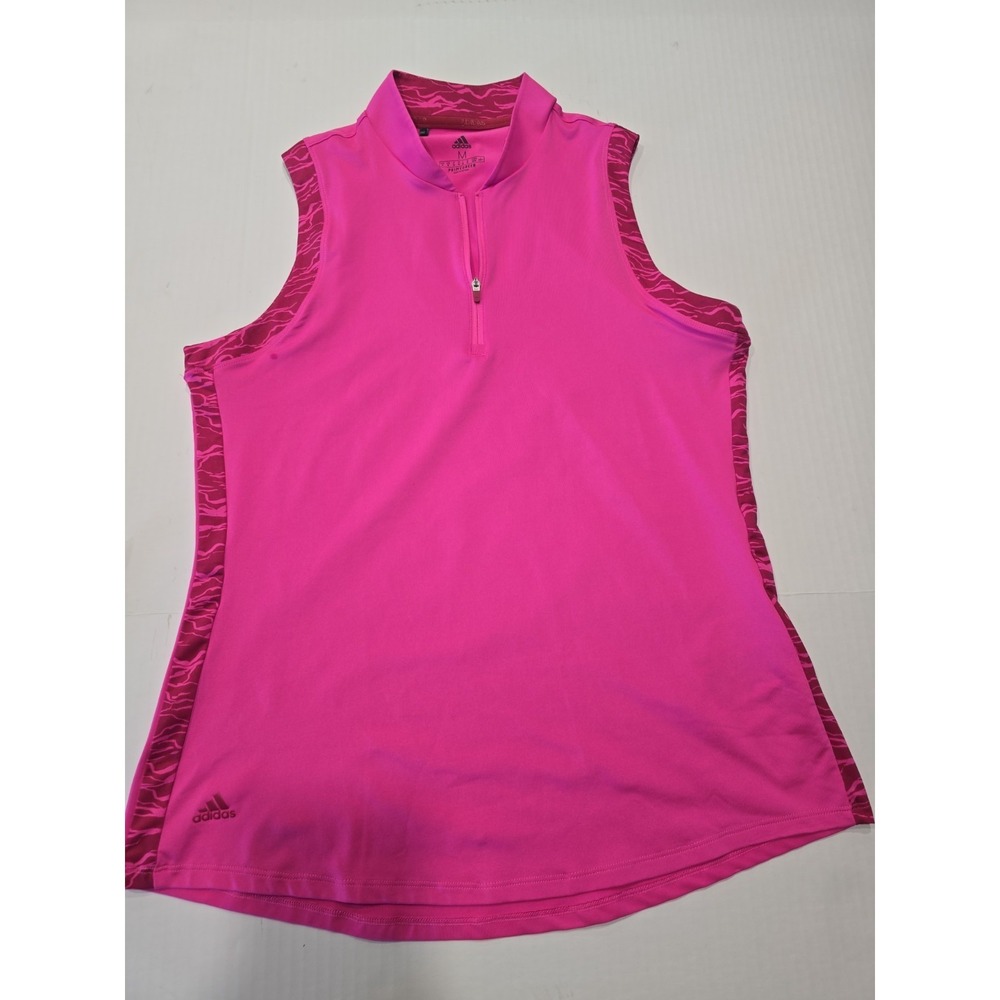Adidas Ladies Medium ultra screaming pink sleeveless golf polo shirt GP7728